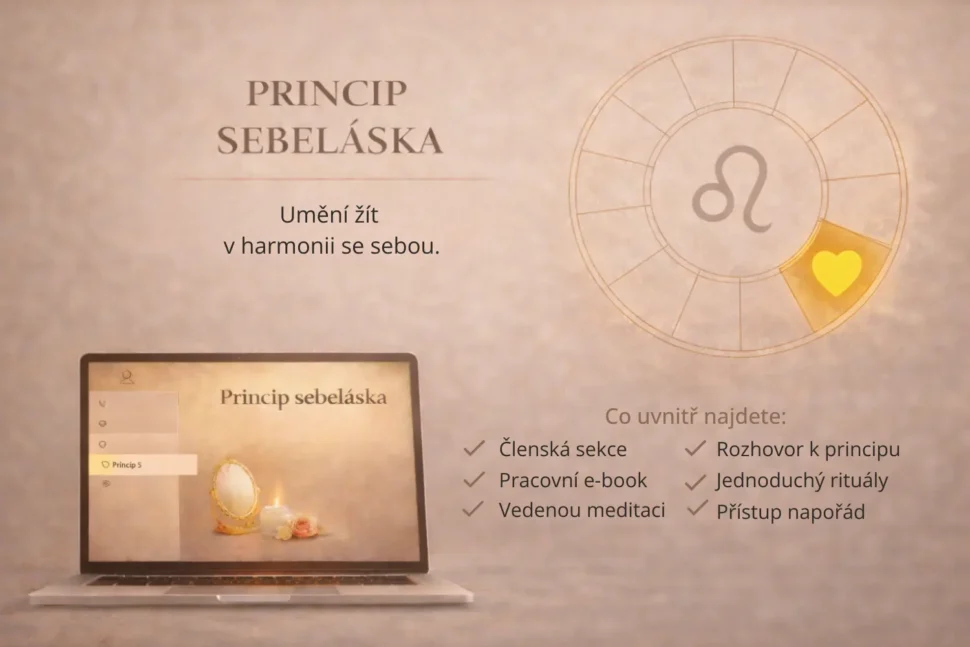Pátý životní princip – sebeláska, zaměřený na&nbsp;vztah k&nbsp;sobě, hodnotu a&nbsp;vědomé přijetí.