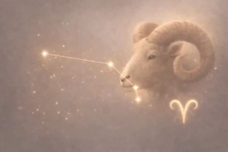 Astrologické znamení Beran se symbolem souhvězdí jako součást astrologického obsahu Noema Aura.