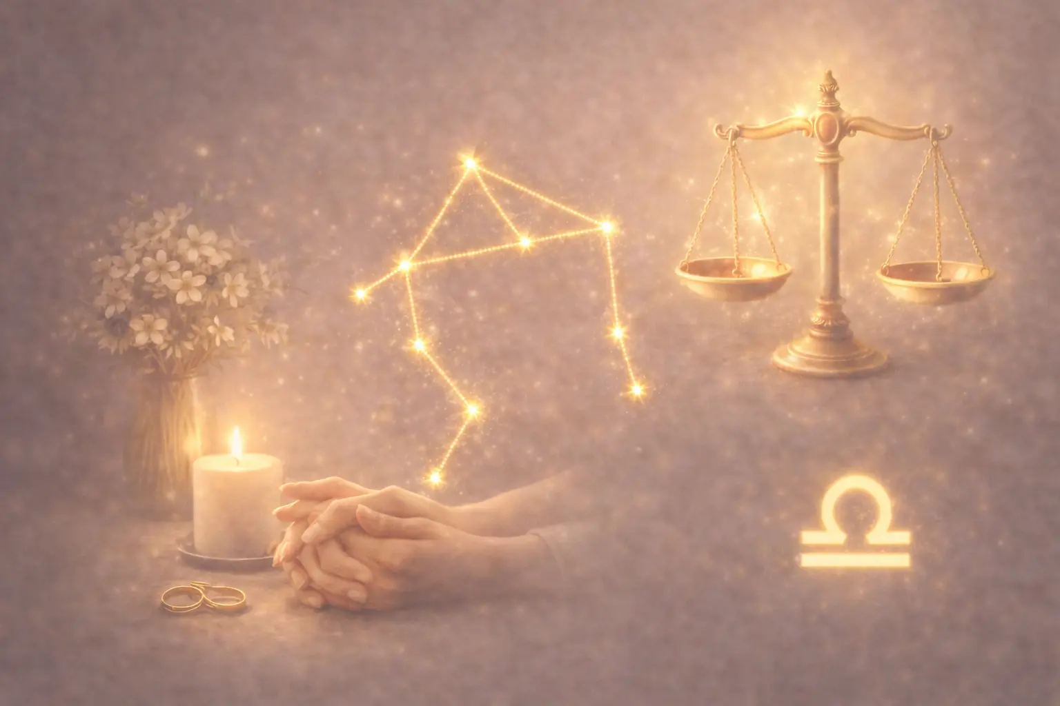 Astrologické znamení Váhy se symbolem souhvězdí jako součást astrologického obsahu Noema Aura.