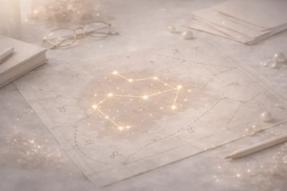 Astrologická mapa se souhvězdím jako symbol horoskopů a&nbsp;výkladu znamení zvěrokruhu.