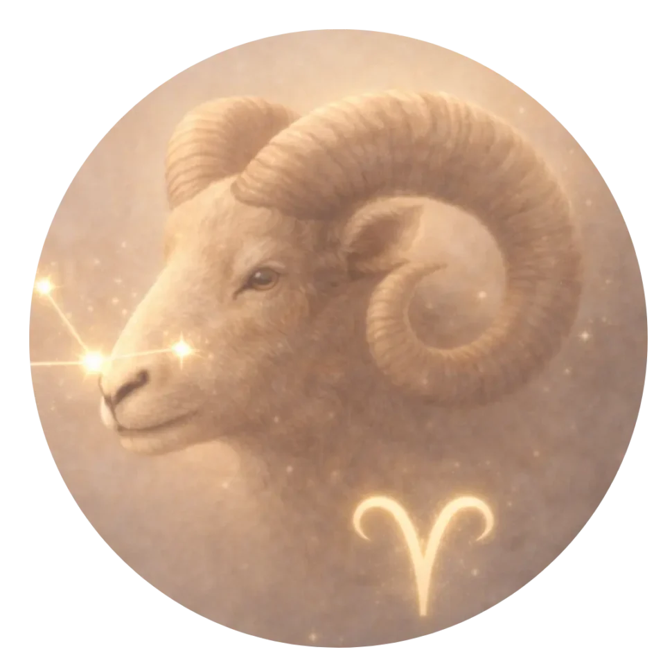 Astrologické znamení Beran se symbolem souhvězdí jako součást astrologického obsahu Noema Aura.