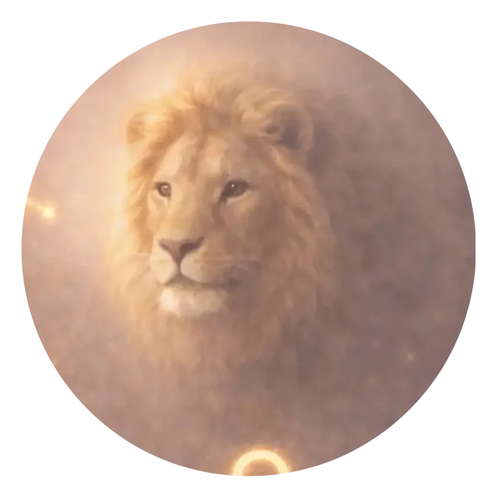 Astrologické znamení Lev se symbolem souhvězdí jako součást astrologického obsahu Noema Aura.